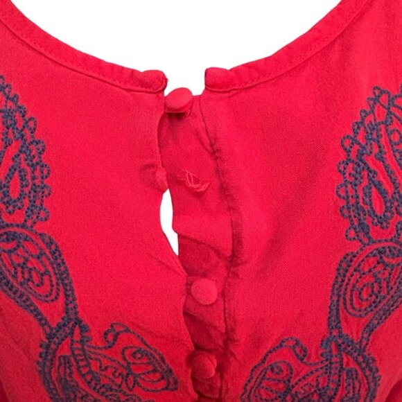 JustFab Red Embroidered Short Sleeve Dress M - Picture 9 of 11